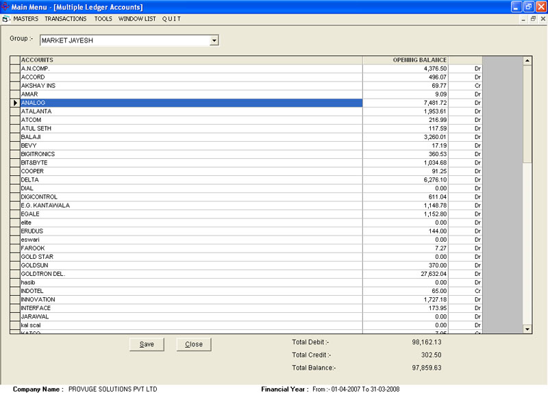 Excel Book Keeping Software Multiple Ledger Data Entry Screen