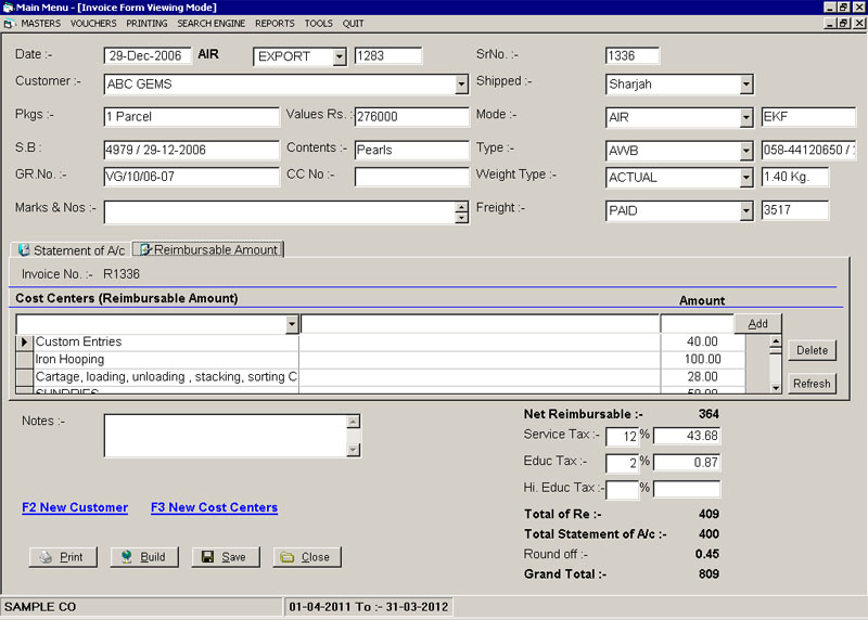 Main Menu of Contract Labor Management Software